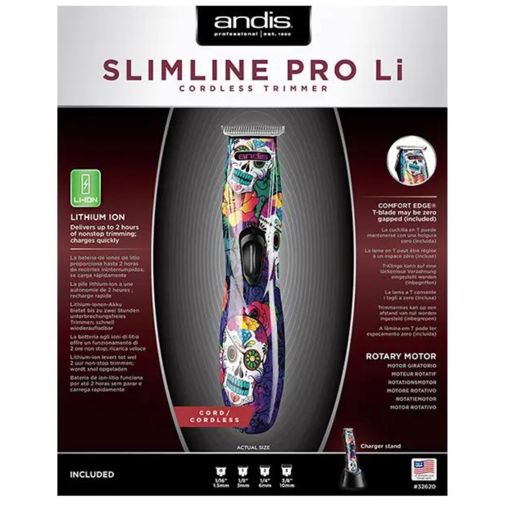 Andis Slimline Pro Li Cord/Cordless Trimmer - Sugar Skull Design