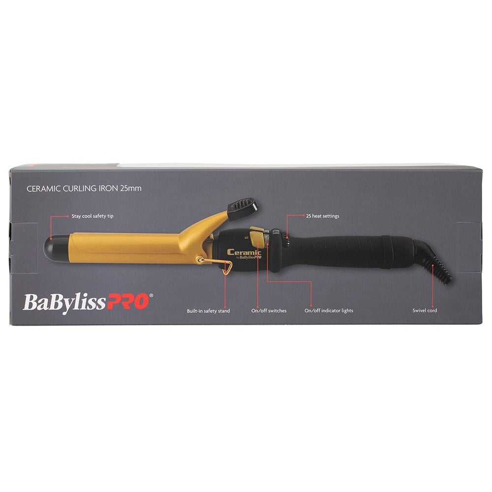 BaByliss PRO Ceramic Gold Curling Iron - 25mm Package back