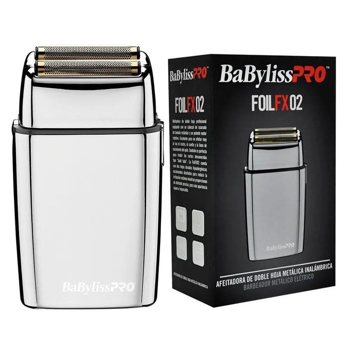 BaByliss PRO FoilFX02 Cordless Silver Double Foil Shaver Package