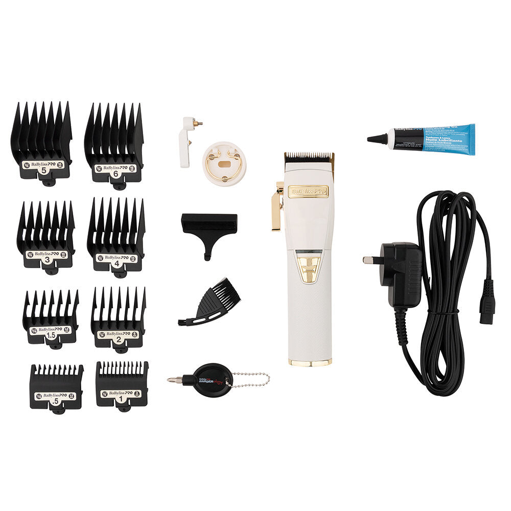 BaByliss PRO White FX Lithium Hair Clipper - B870WA Package black