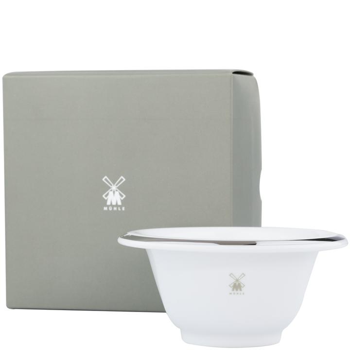 Muhle Porcelain Shaving Bow White with Platinum Rim with box