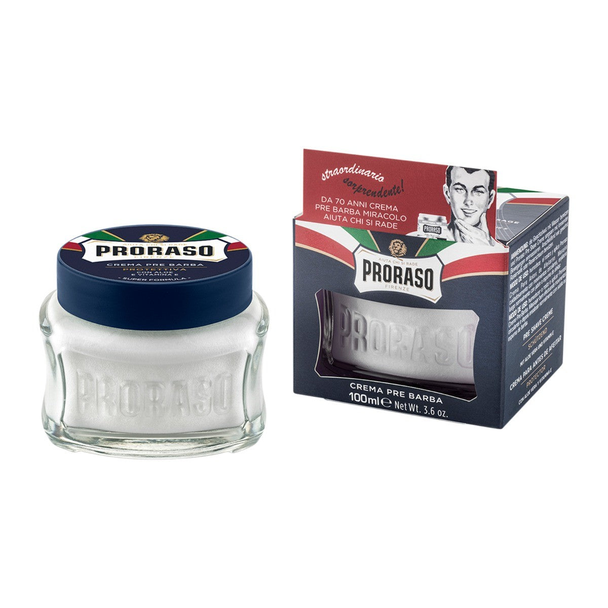Proraso Pre-Shave Cream Protective with Aleo & Vitamin E 100ml - Blue