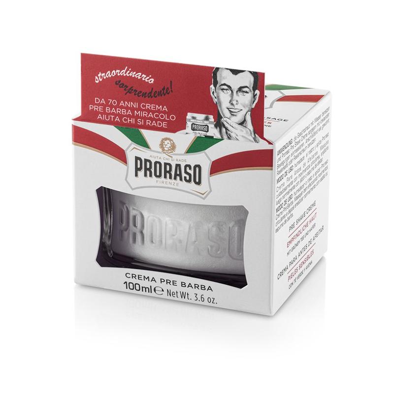Proraso Pre-Shave Cream Sensitive Green Tea and Oatmeal 100ml - White