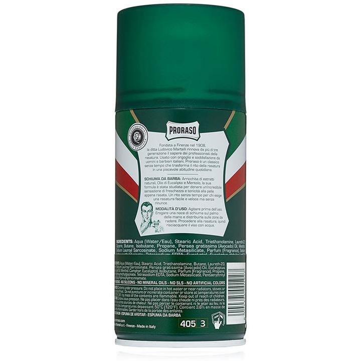 Proraso Shaving Foam Refresh Eucalyptus and Menthol 300ml - Green back