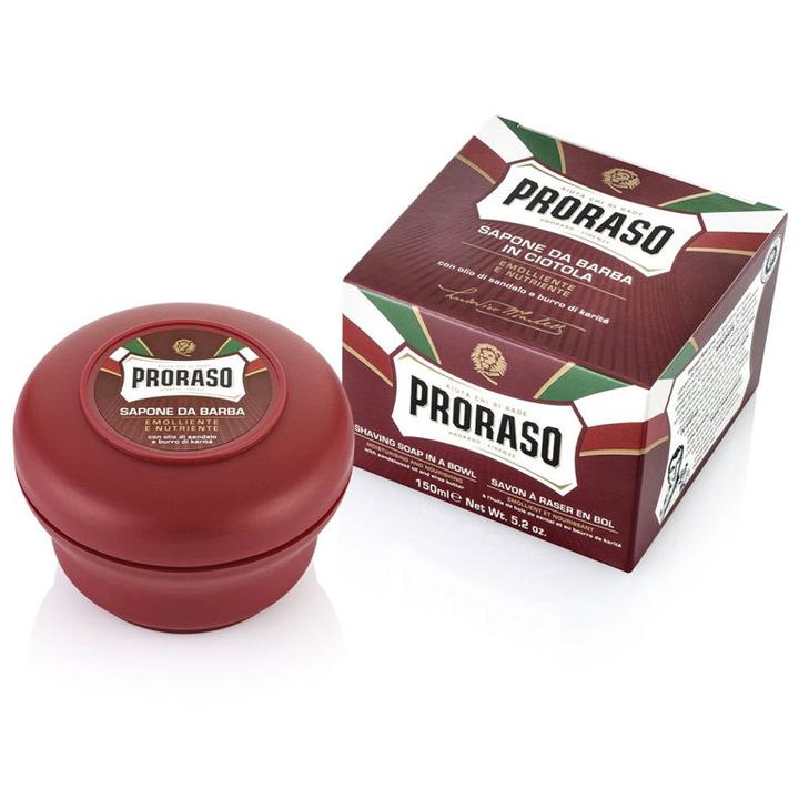 Proraso Shaving Soap Bowl Nourish Sandalwood & Shea Butter 150ml - Red with box